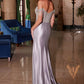 Nox Anabel F1568 Vestido de satén con cuentas, escote Bardot y cintura encorsetada