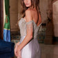 Nox Anabel F1568 Vestido de satén con cuentas, escote Bardot y cintura encorsetada