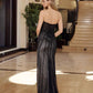 Vestido de noche Nox Anabel F1569 con diseño totalmente rebordado y sin tirantes
