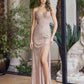 Vestido de noche Nox Anabel F1569 con diseño totalmente rebordado y sin tirantes