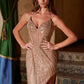 Vestido de noche Nox Anabel F1569 con diseño totalmente rebordado y sin tirantes