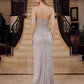 Vestido de noche Nox Anabel F1569 con diseño totalmente rebordado y sin tirantes