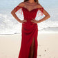 Nox Anabel F1571 Fringed Off-Shoulder Sequin Sweetheart Neckline Dress