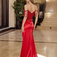 Nox Anabel F1571 Fringed Off-Shoulder Sequin Sweetheart Neckline Dress