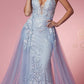 Nox Anabel F485 Lace and Beads Mermaid Gown Chiffon Overskirt