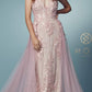 Nox Anabel F485 Lace and Beads Mermaid Gown Chiffon Overskirt
