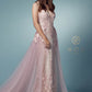 Nox Anabel F485 Lace and Beads Mermaid Gown Chiffon Overskirt