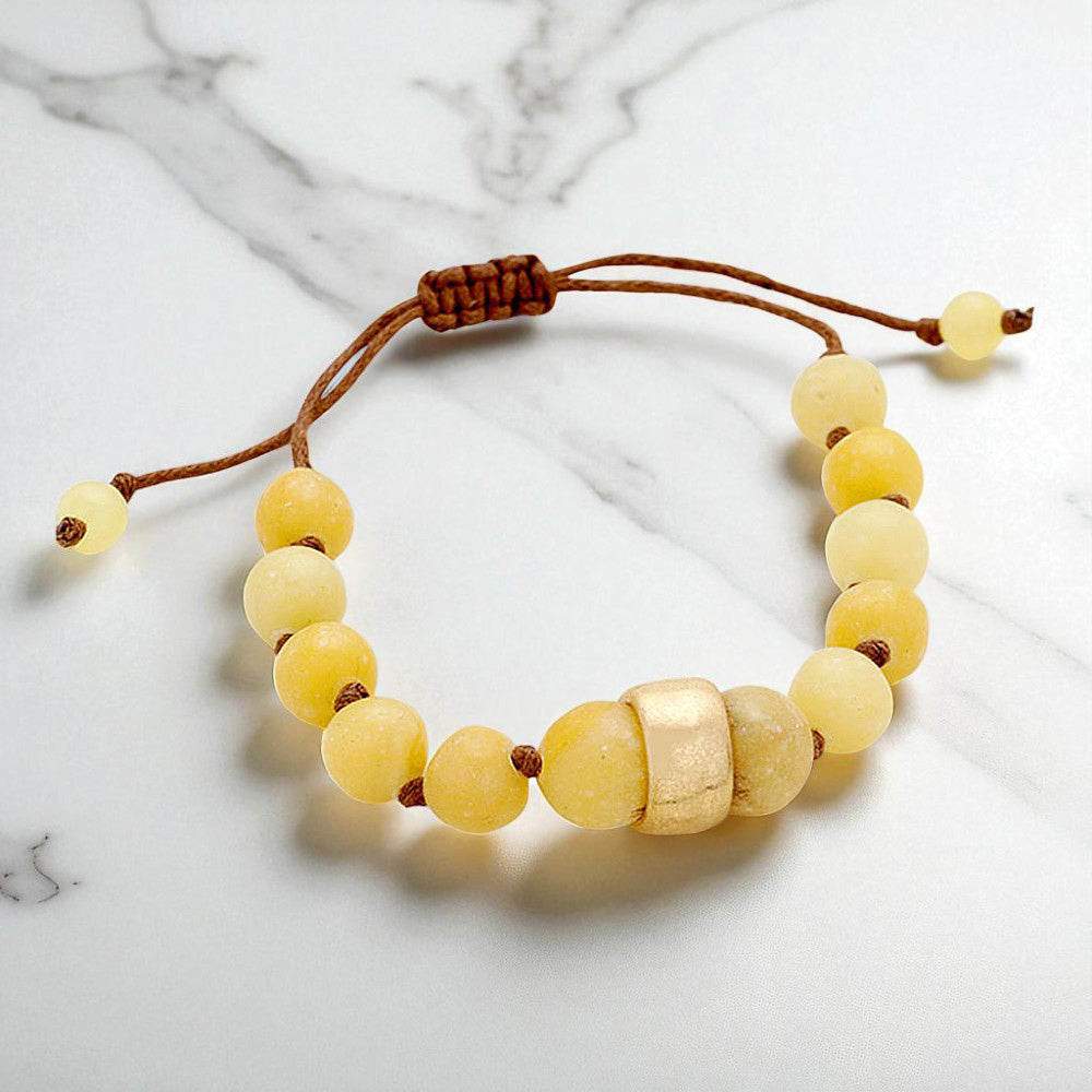 Beaded Adjustable Cinch Pull Tie Bracelet