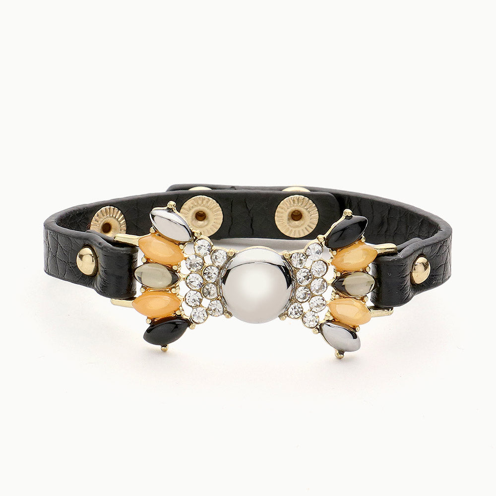 Multi Color Bead Snap Button Bracelet