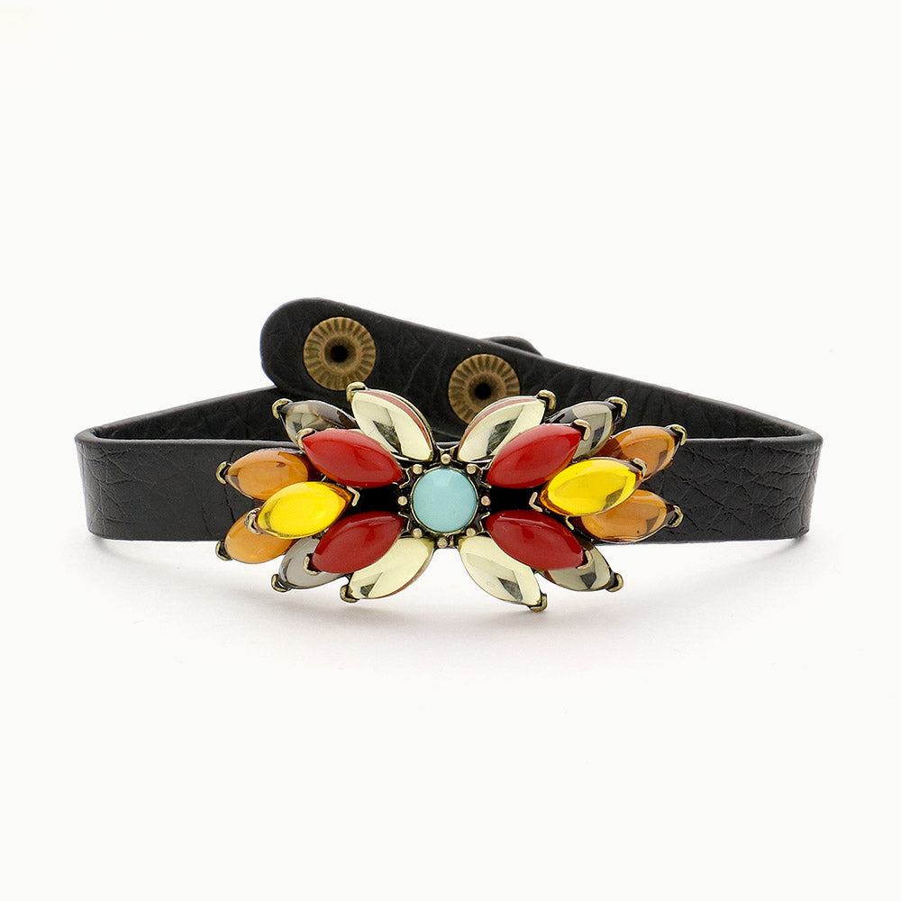 Multi Color Bead Snap Button Bracelet