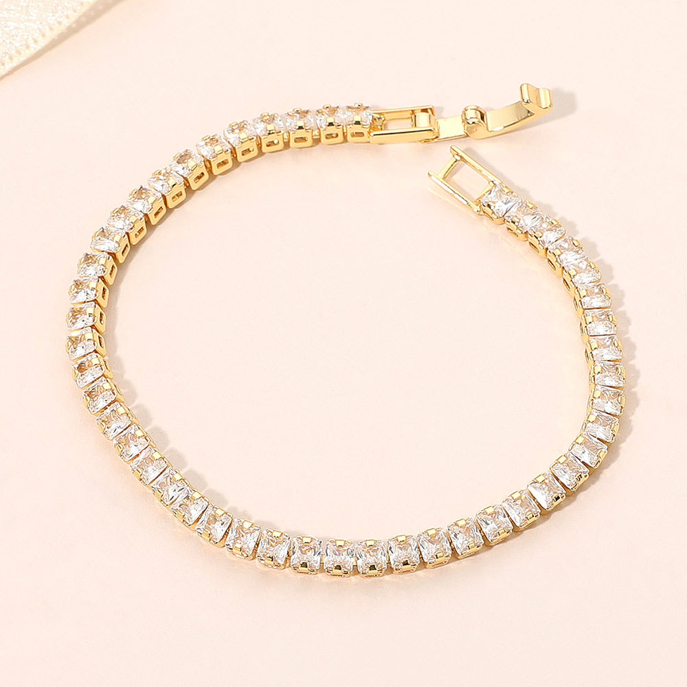 18K Gold Dipped Square Tennis Chain Bracelet