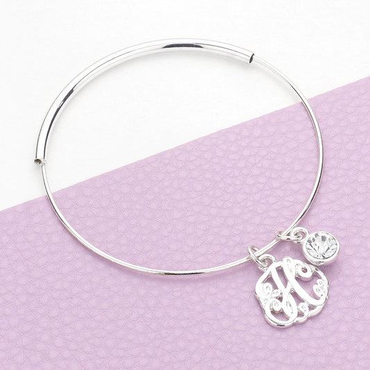 -H- Initial Monogram Bangle Bracelet
