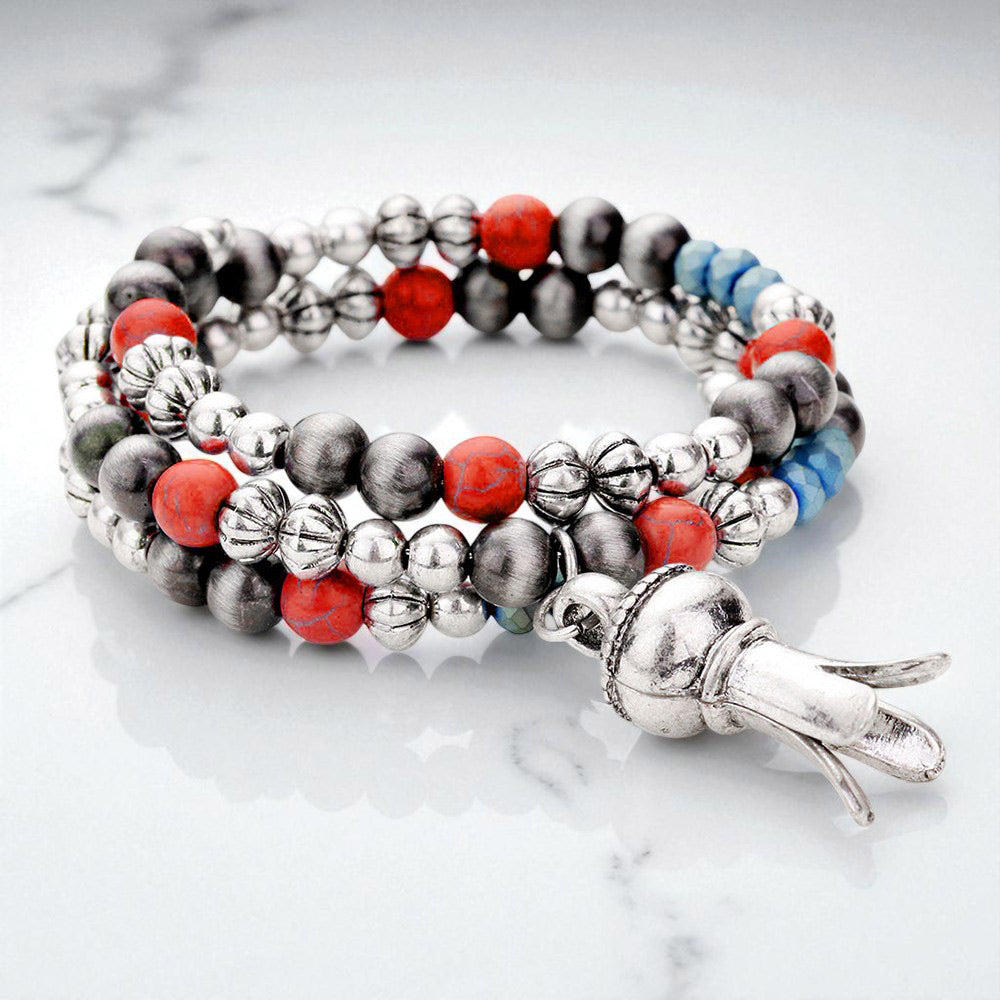 Pulsera ajustable con dije de flor de calabaza de metal antiguo