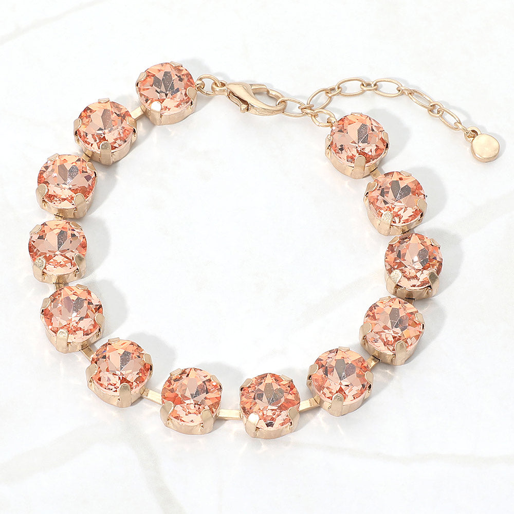 Round Stone Cluster Link Bracelet