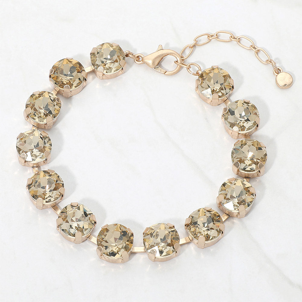 Round Stone Cluster Link Bracelet