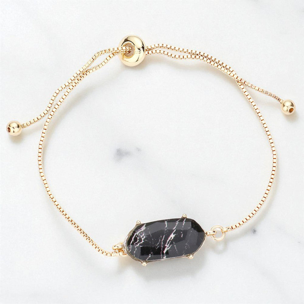 Hexagon Bead Charm Adjustable Pull Tie Bracelet