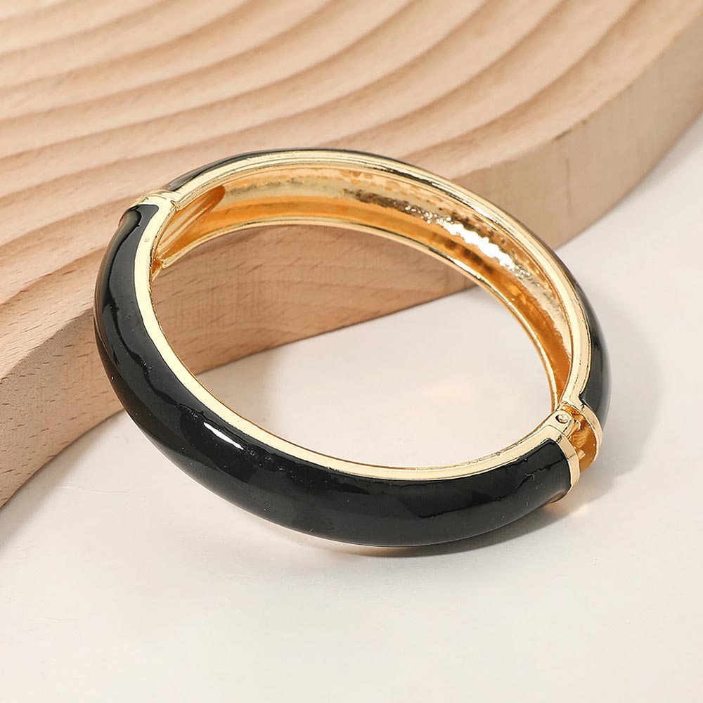 Enamel Inlay Hinged Bangle Bracelet