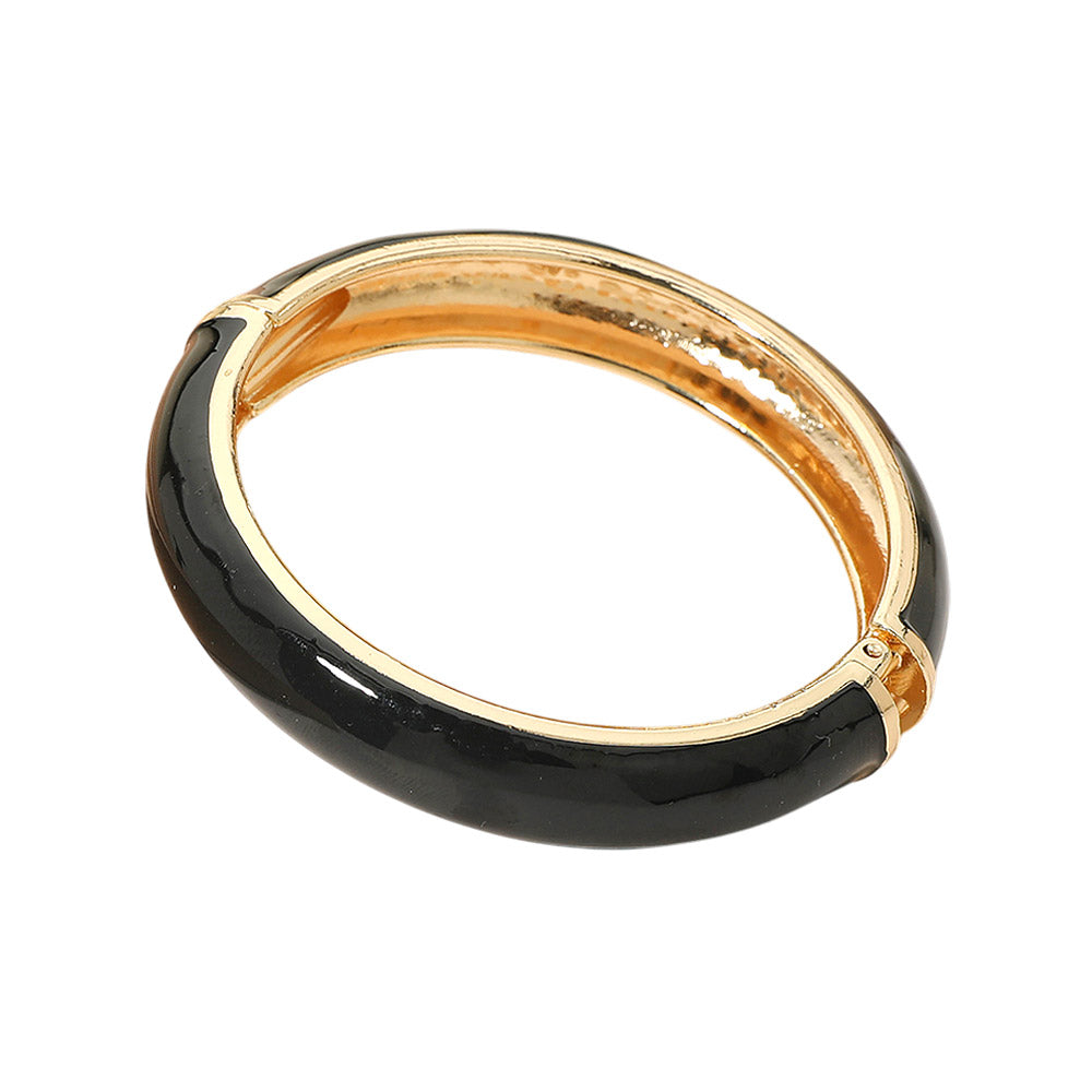 Enamel Inlay Hinged Bangle Bracelet