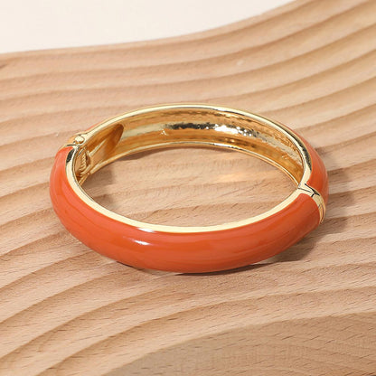 Enamel Inlay Hinged Bangle Bracelet