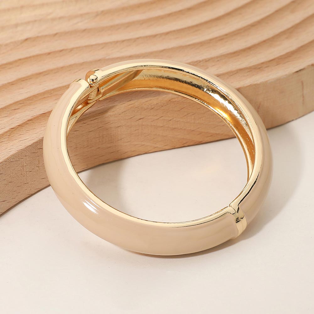 Enamel Inlay Hinged Bangle Bracelet
