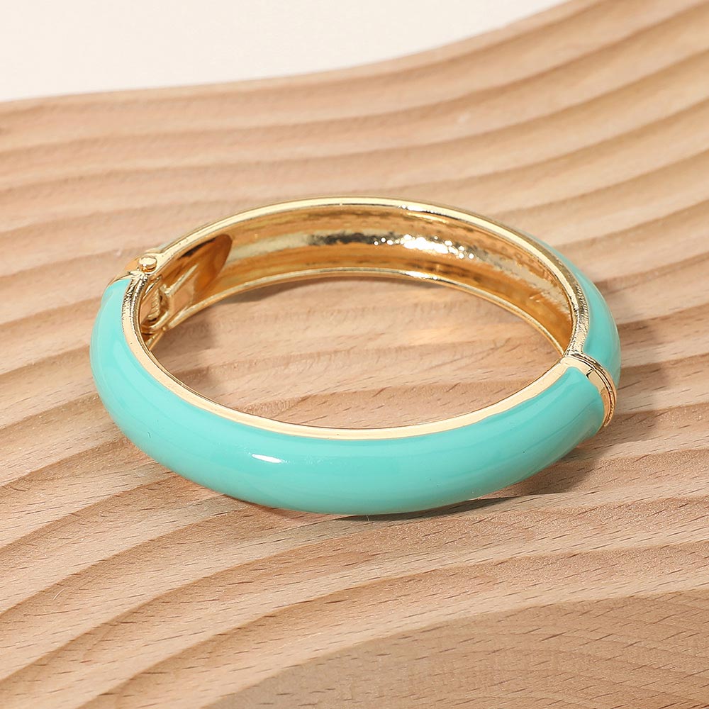 Enamel Inlay Hinged Bangle Bracelet