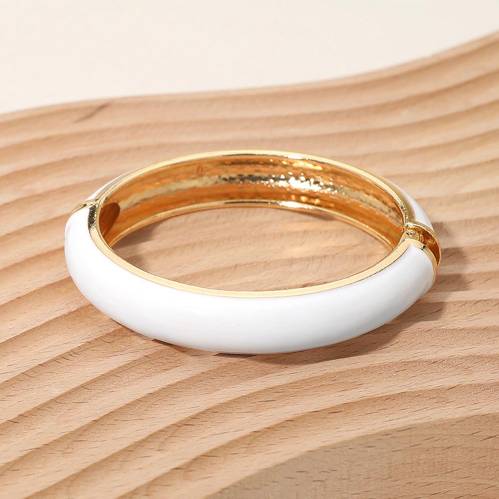 Enamel Inlay Hinged Bangle Bracelet
