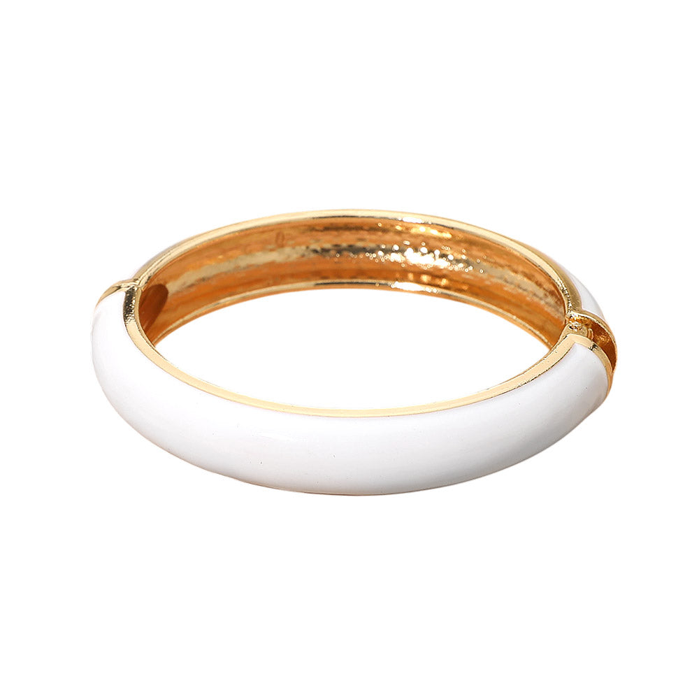 Enamel Inlay Hinged Bangle Bracelet