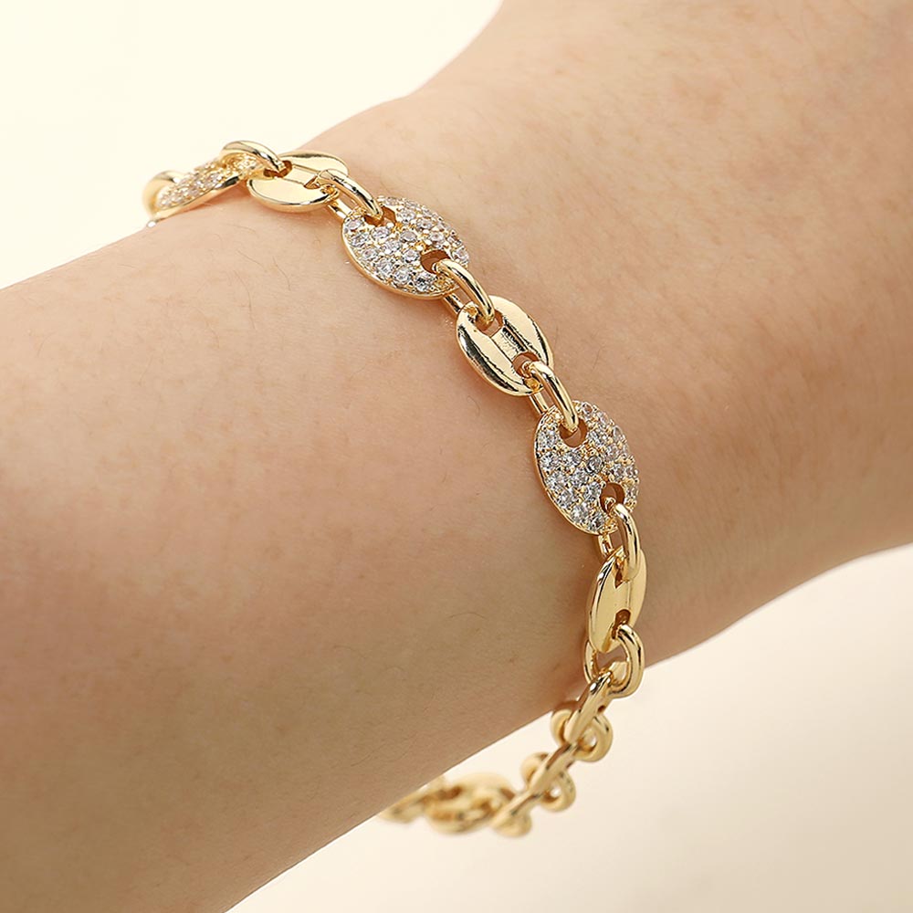 CZ Pave Mariner Link Chain Bracelet