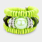Resin Ball Accented Wood Beaded Adjustable Bracelet