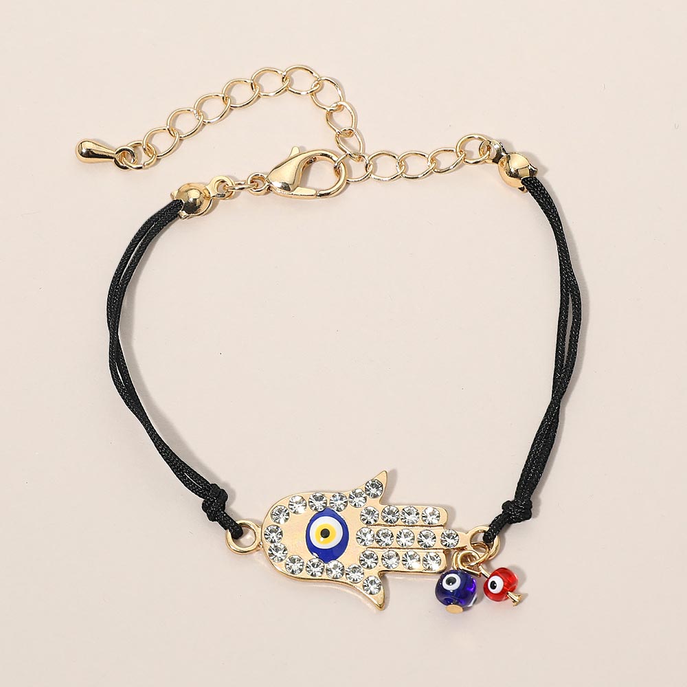 Hamsa Evil Eye Charm Accent Bracelet