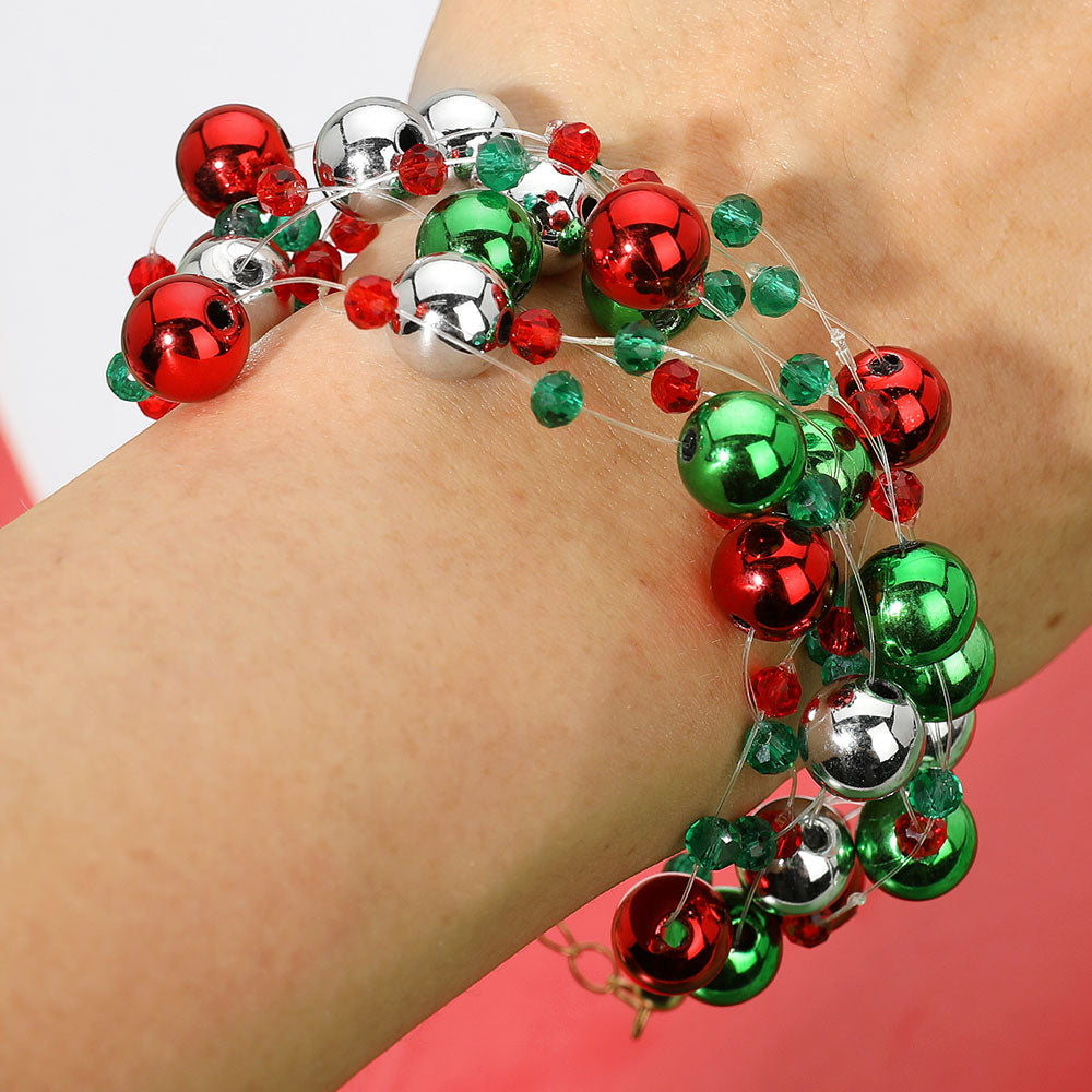 Christmas Bauble Cluster Beaded Bracelet
