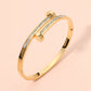 Stainless Steel CZ Stone Paved Nail Head Tip Hinged Bangle Bracelet