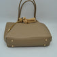 Pebbled Tote Bag with Dual Long Handles and Bear Charm Accent