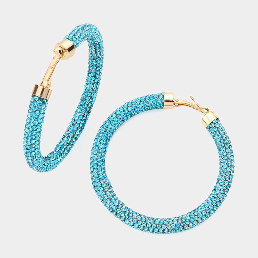 Rhinestone Pave Hoop Earrings