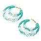 Flower Cluster Accented Seed Beaded Hoop Earrings