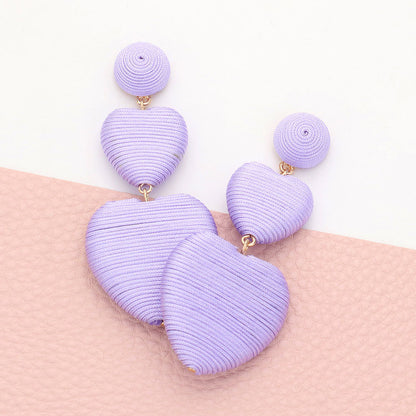 Thread Wrapped Double Heart Dropdown Earrings