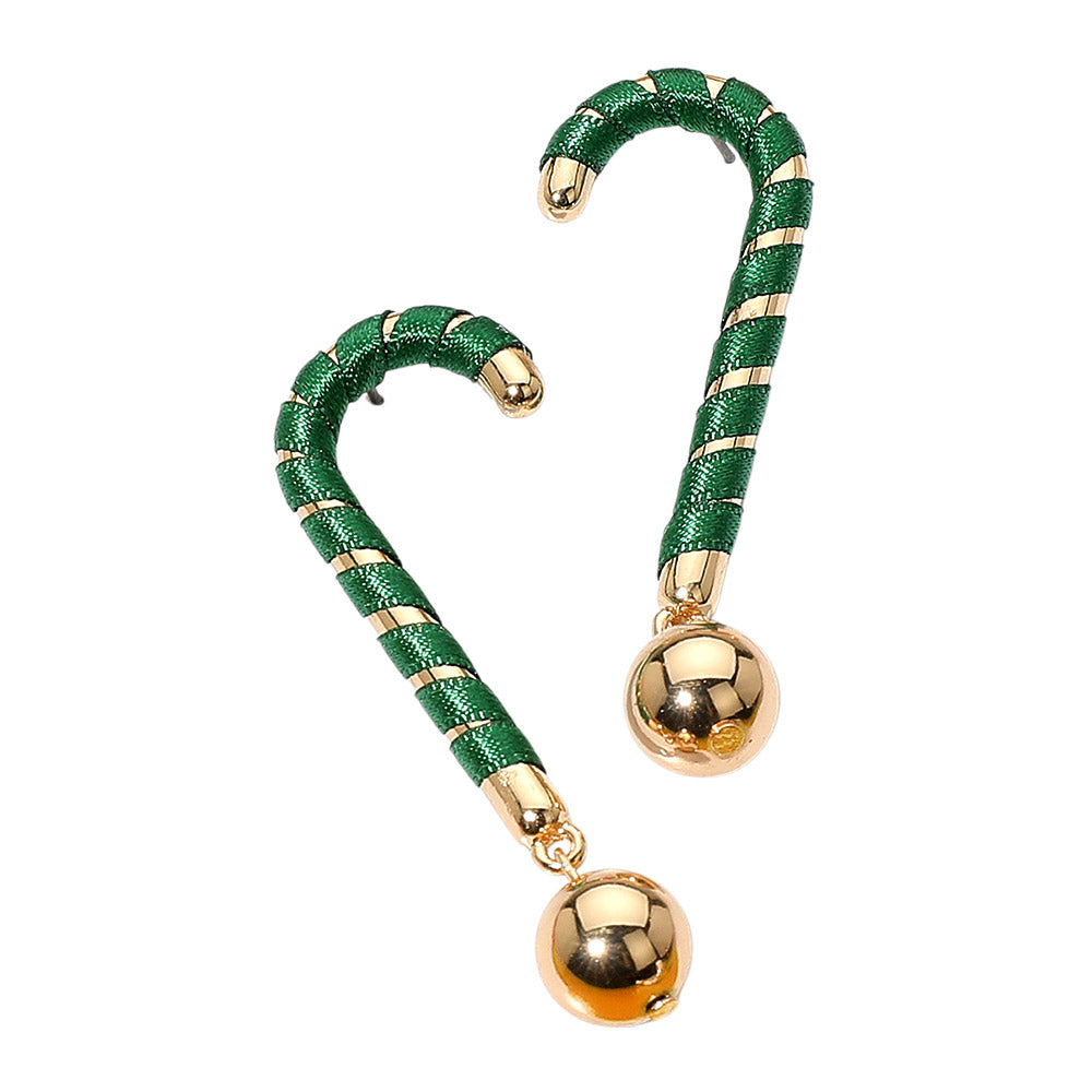 Ball Drop Christmas Candy Cane Earrings