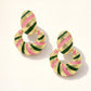14K Gold Dipped Color Block Enamel Drop Earrings