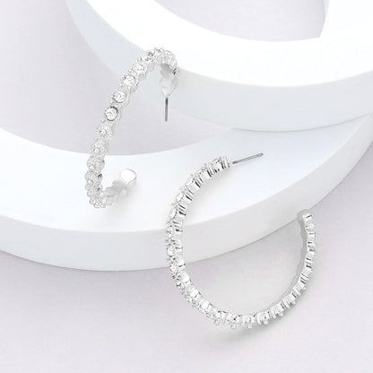 Stone Embellished Half Hoop Earrings