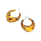 Tortoise Resin Flat Sculptural Hoop Earrings