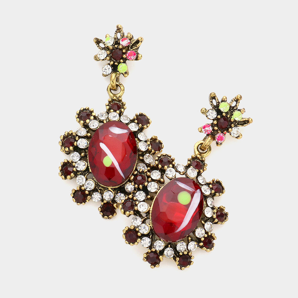 Victorian Flower Sunburst Drop Earrings
