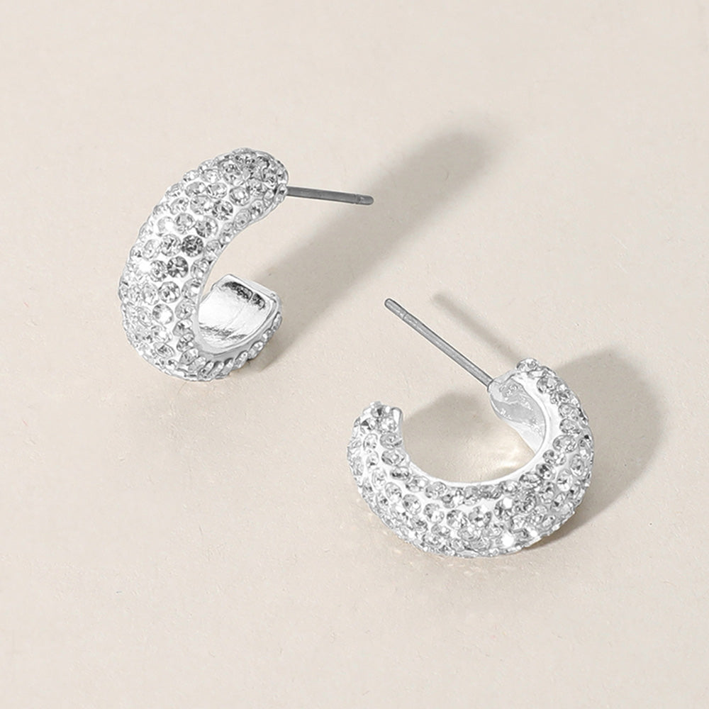 18K Gold Dipped Bling Stone Studded Mini Hoop Earrings
