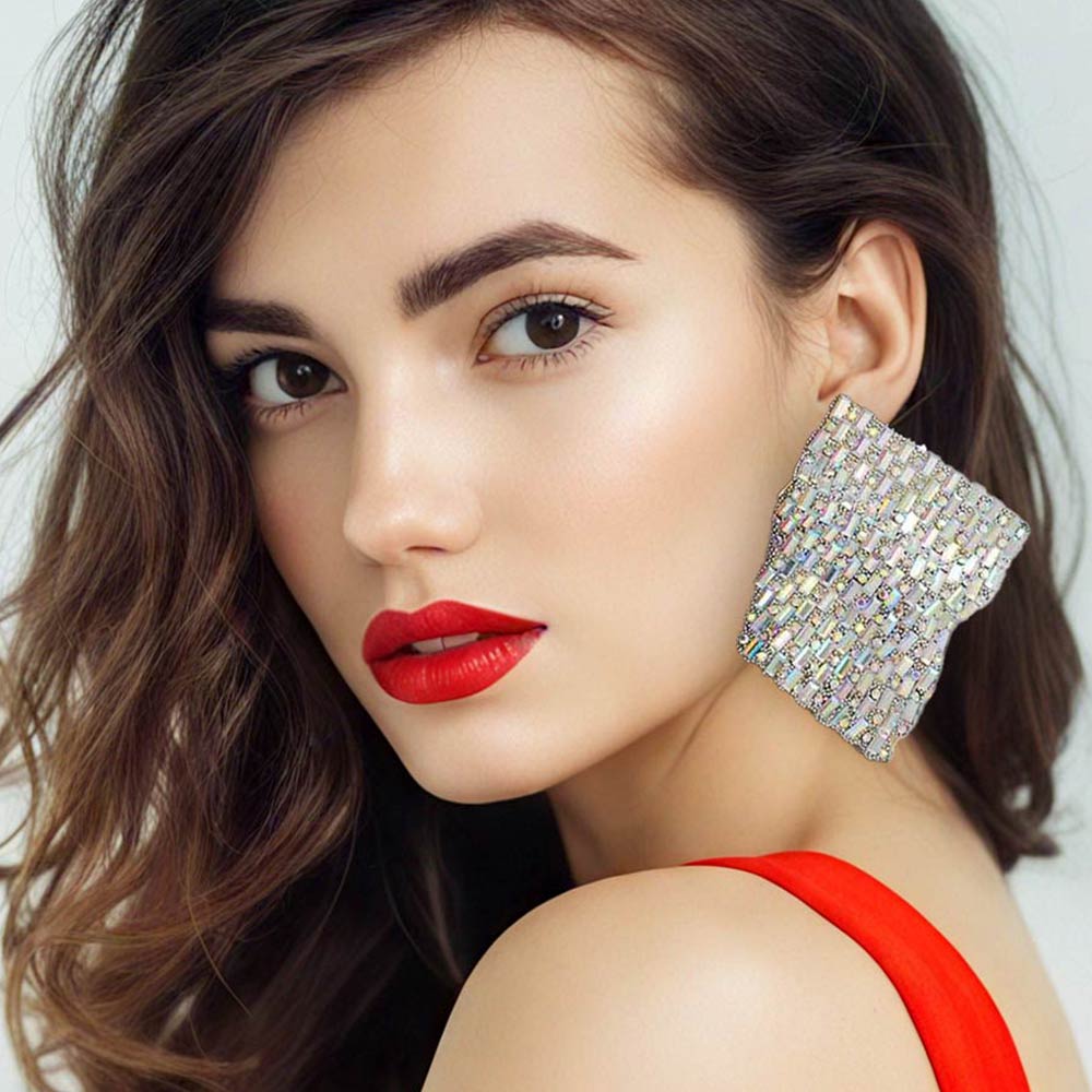 Bold Bling Studded Abstract Plate Earrings