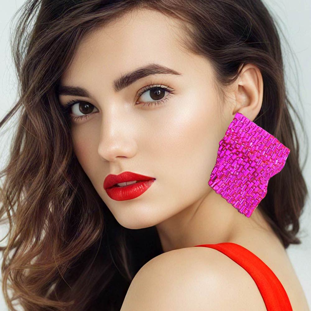 Bold Bling Studded Abstract Plate Earrings