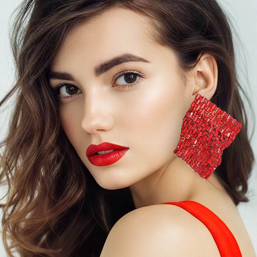 Bold Bling Studded Abstract Plate Earrings