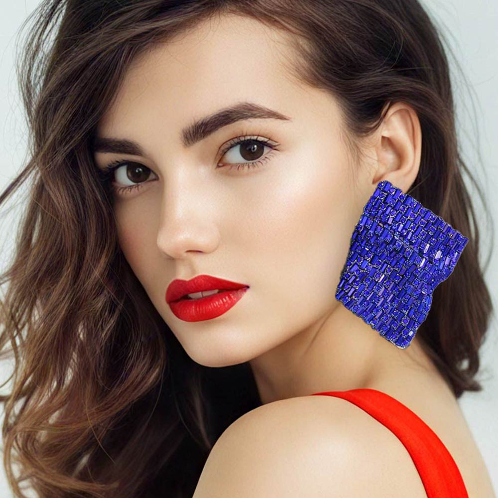 Bold Bling Studded Abstract Plate Earrings