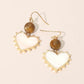 Bead Mother of Pearl Heart Charm Link Drop Earrings