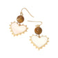 Bead Mother of Pearl Heart Charm Link Drop Earrings