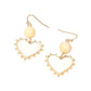 Bead Mother of Pearl Heart Charm Link Drop Earrings