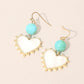 Bead Mother of Pearl Heart Charm Link Drop Earrings